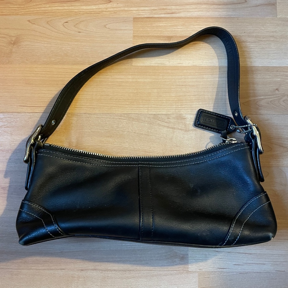 Black leather coach bag